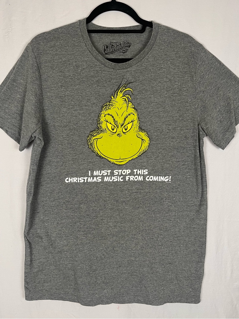 Grinch Christmas T-Shirt Size Medium Grey Old Navy Novelty Holiday Unisex